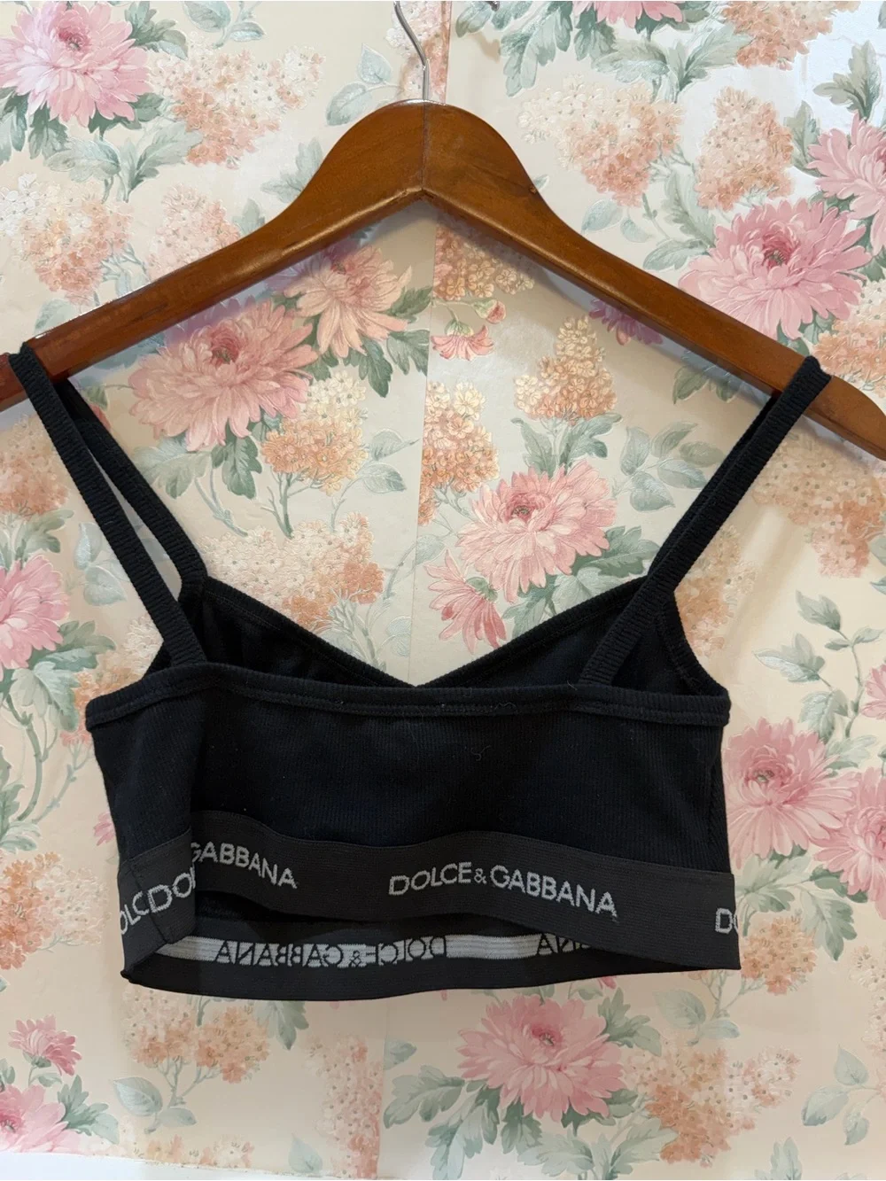 Dolce & Gabbana Black Ribbed Logo Bralette